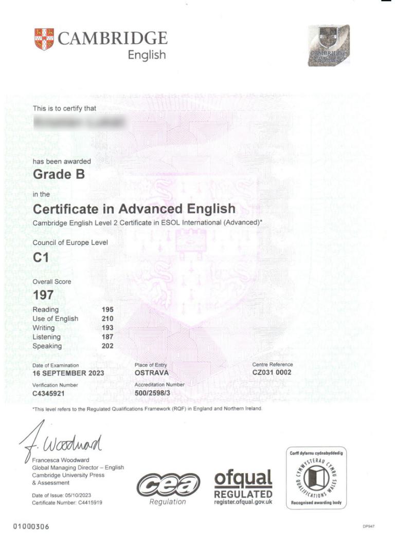 Certifikát C1